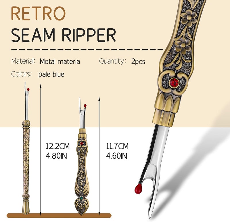 ZMAAGG Vintage Seam Rippers, Stitch Remover Tool, Thread Ripper, Metal Seam Rippers for Sewing Needle Work Hand Sewing Knitting Craft - Image 2